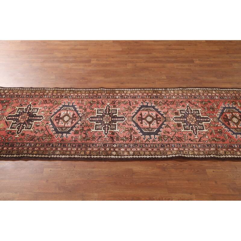 Tribal / Geometric Gharajeh Persian Runner Rug Handmade Wool Carpet - 2'5" x 9'6"