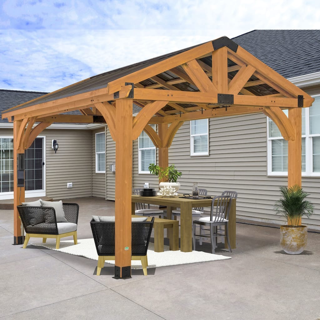 Backyard Discovery Arlington 12x12' Cedar Wood Gazebo with Steel Roof