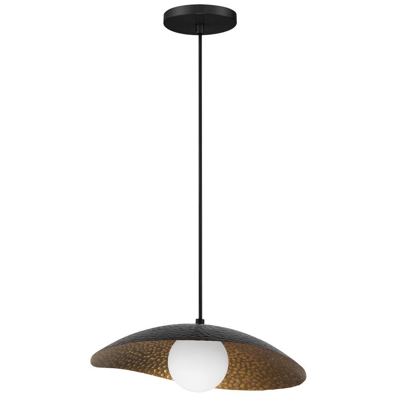 Access Lighting Yates 1 Light LED Pendant - Black with Antique Brushed Brass - Black