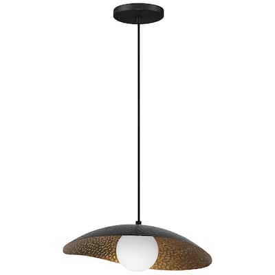 Access Lighting Yates 1 Light LED Pendant - Black with Antique Brushed Brass