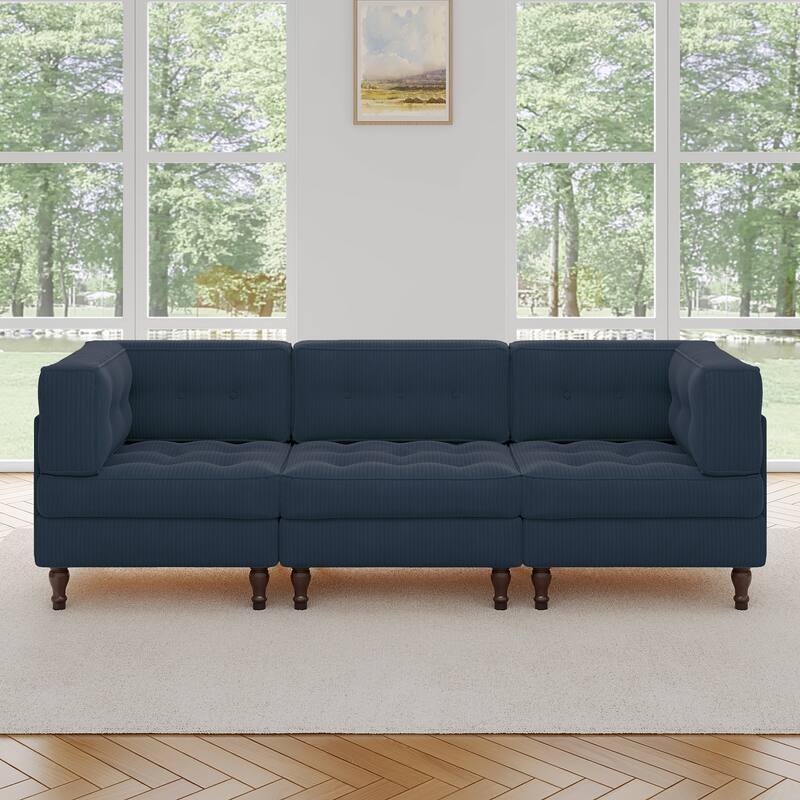 98"W Modular Upholstered Corduroy Sectional Sofa for Living Room