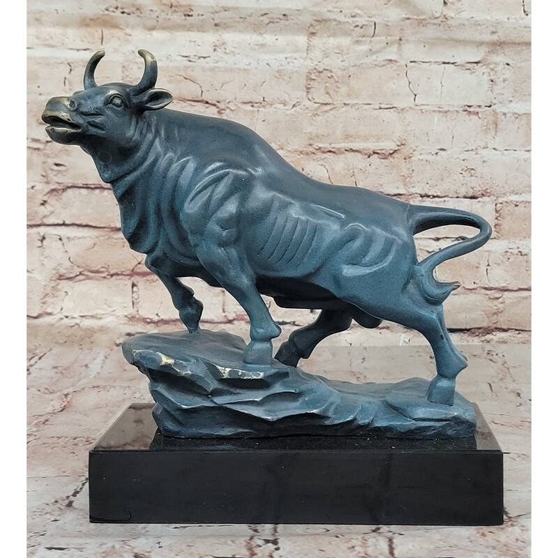 Standing Bull Bronze Sculpture - Powerful Animal Symbol Art By Milo