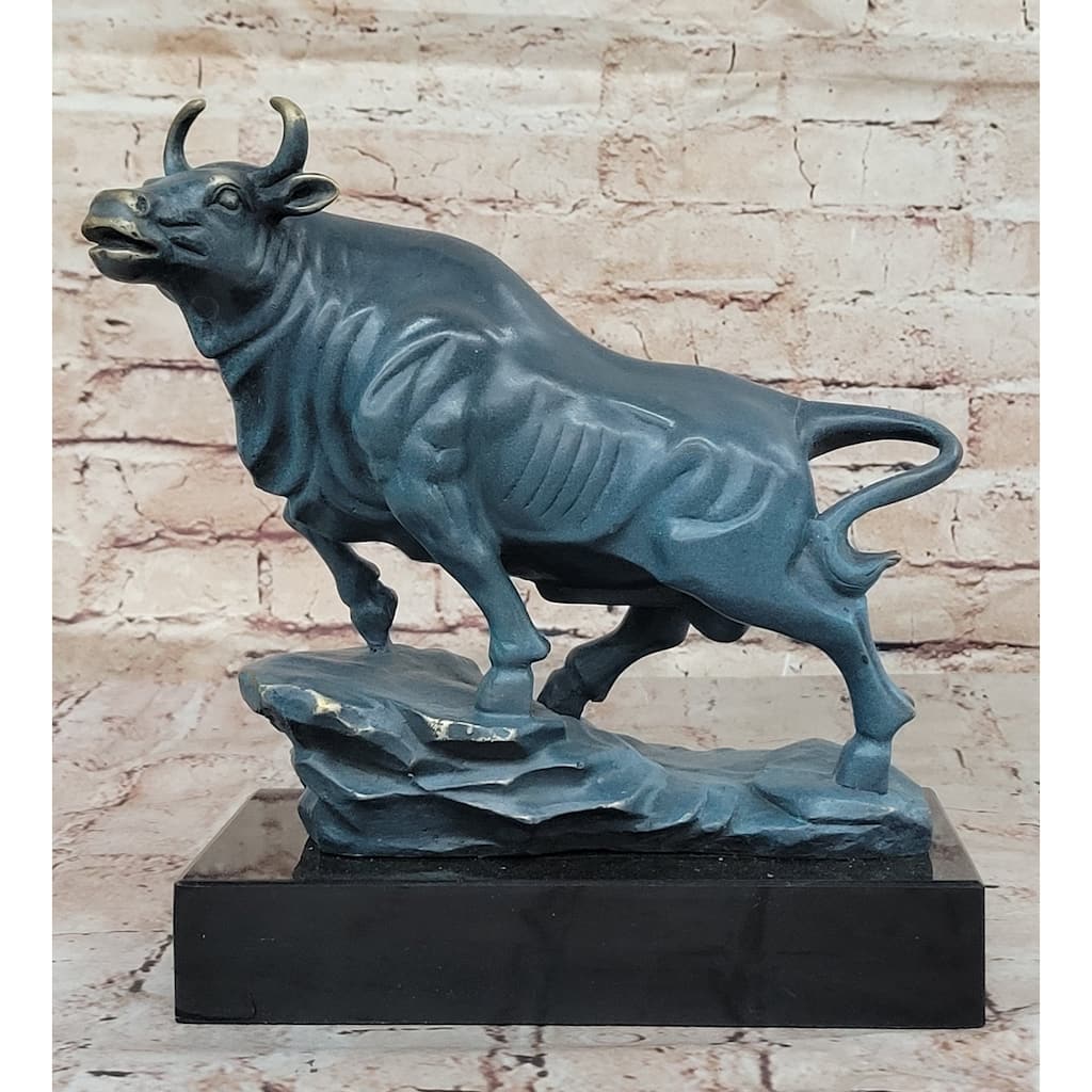 Standing Bull Bronze Sculpture - Powerful Animal Symbol Art By Milo
