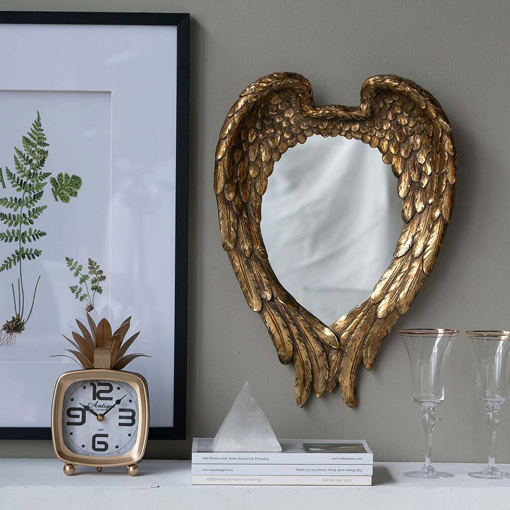 CUSchoice Elegant Golden Wing Accent Mirror - 22" x 16"