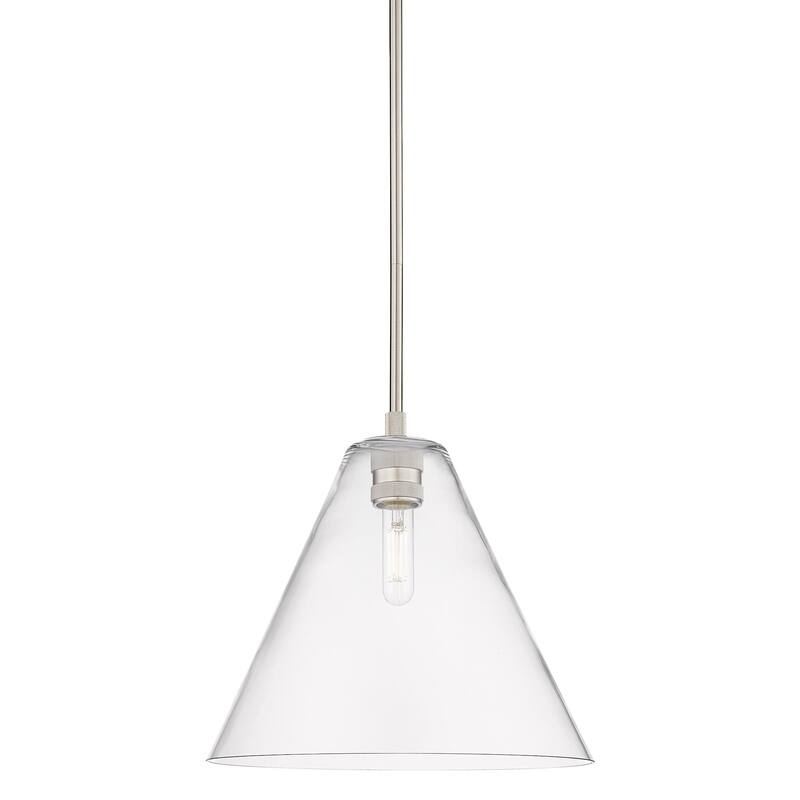 Innovations Lighting 434-1S-11-12 Crown Point Pendant Cone Crown Point - Satin Nickel / Clear