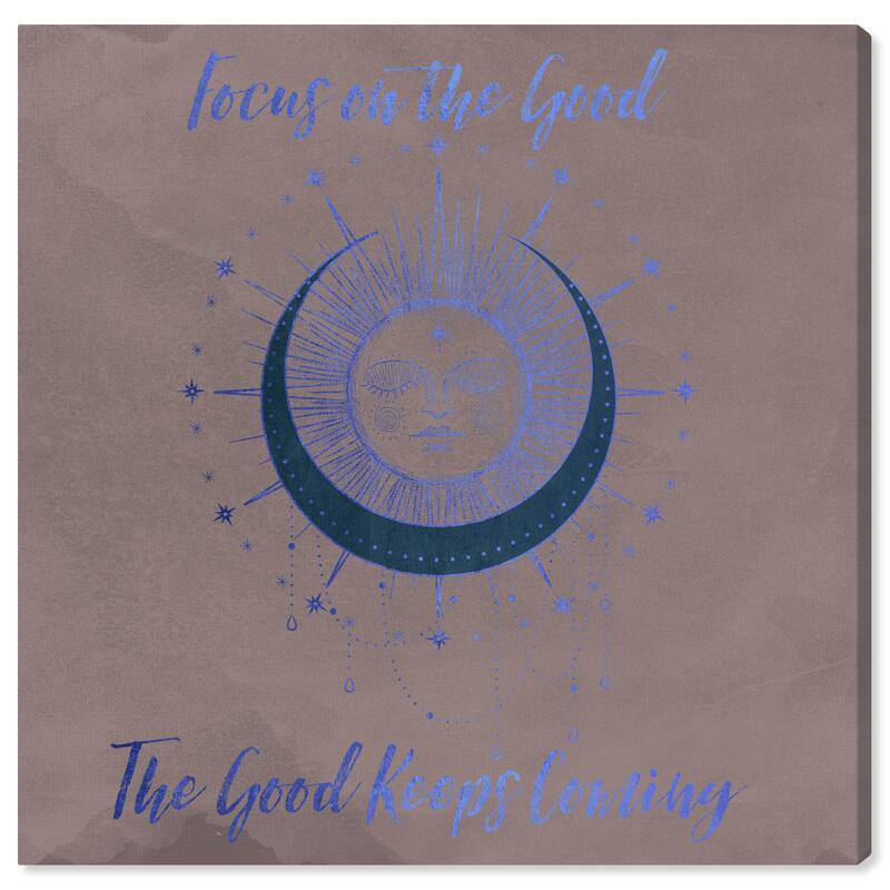 Wynwood Studio Prints Astronomy and Space Good Vibes Solar Luna Gold Black and Pastel Black Glam Wall Art Canvas Print