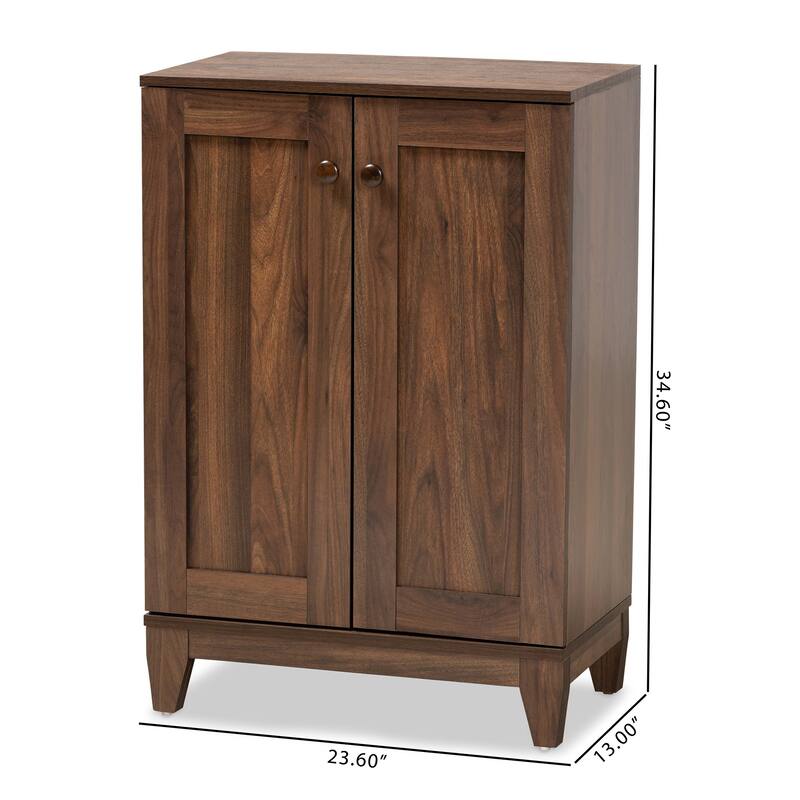 Nissa Walnut Brown Finished Wood 2-Door Shoe Storage Cabinet