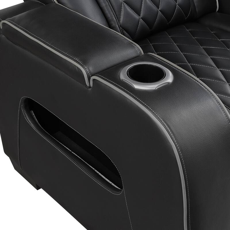 Ezra 37.5" Faux Leather Power Recliner - Power Heatrest, Cup Holders