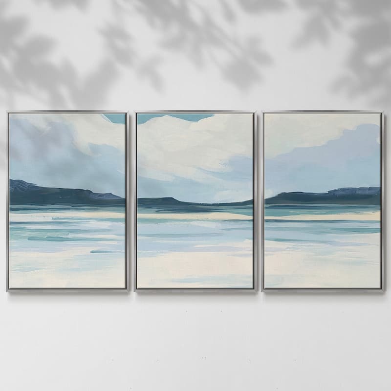 Cream Coastline II - Multi Piece Framed Canvas