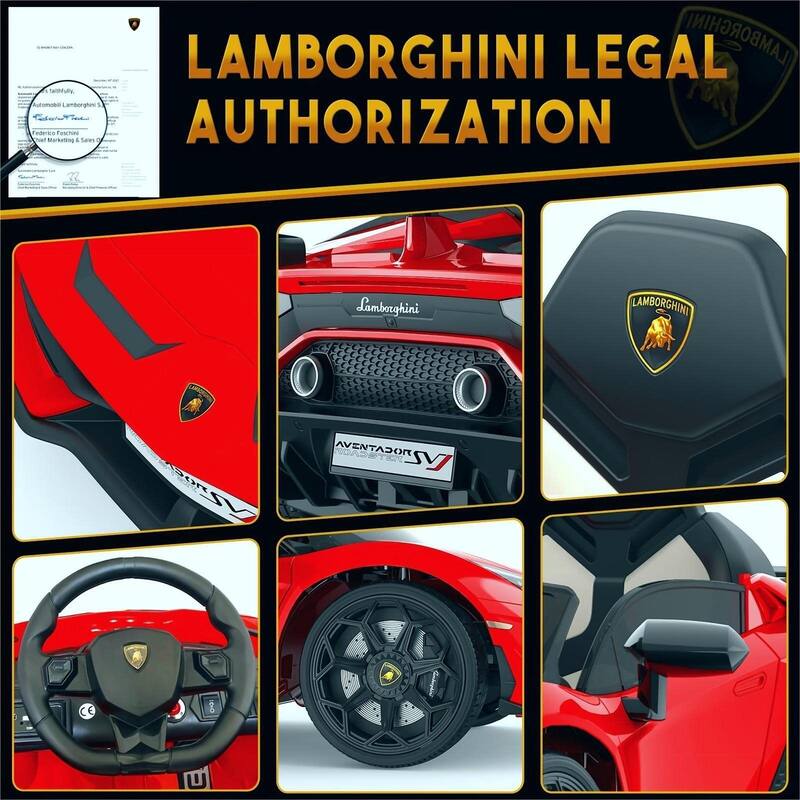 Ride on Car for Kids 12V Licensed Lamborghini Electric Vehicles Battery Powered Sports Car with Control