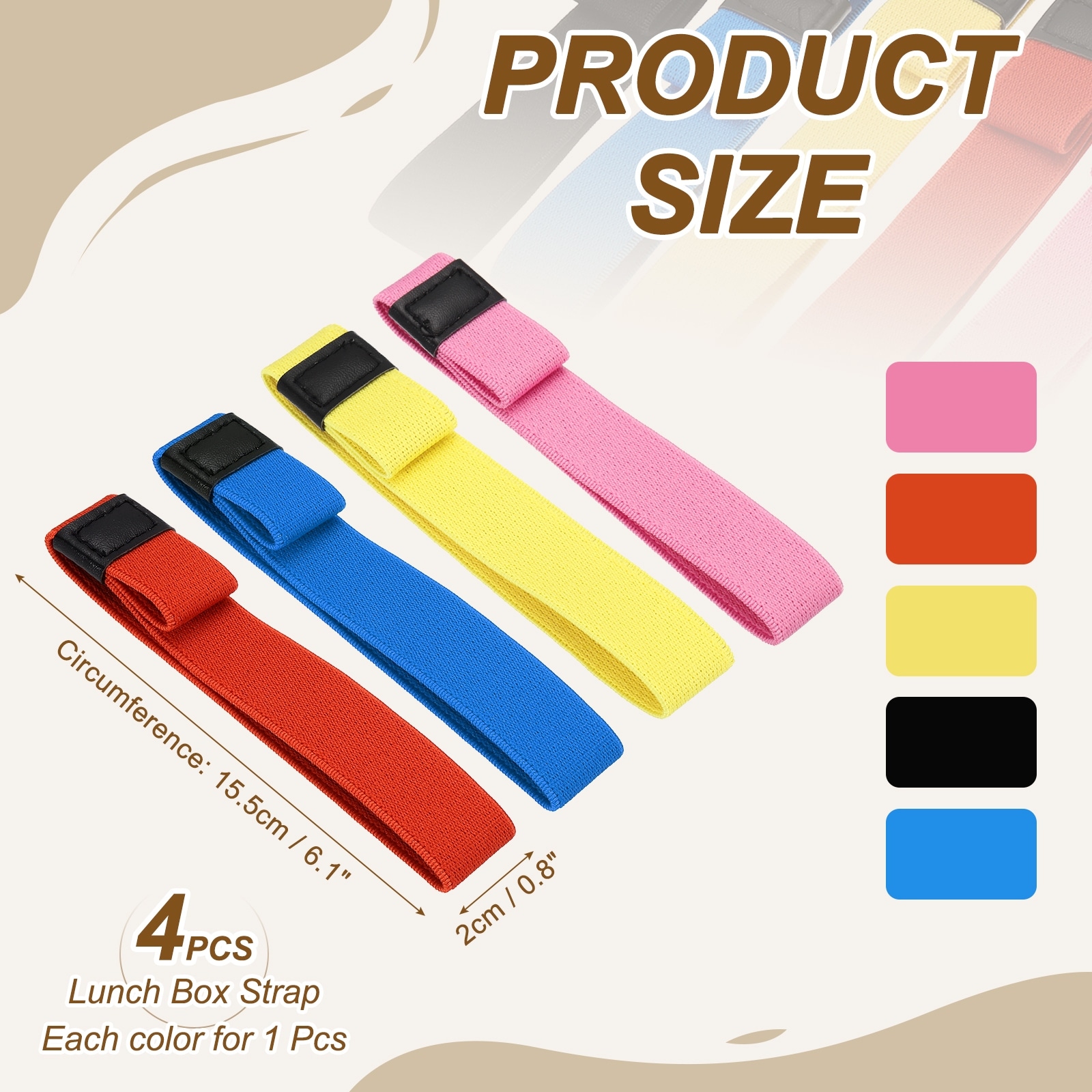 Lunch Box Fixing Bands, Elastic Bento Box Straps Adjustable Cinch Strap Reusable Elasticity Replacement Belt