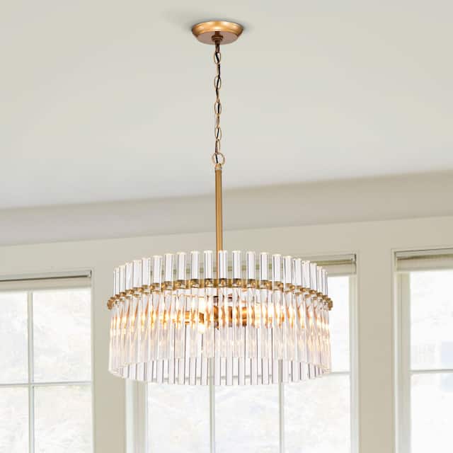 Casandra 5-light Brushed Brass Crystal Chandelier