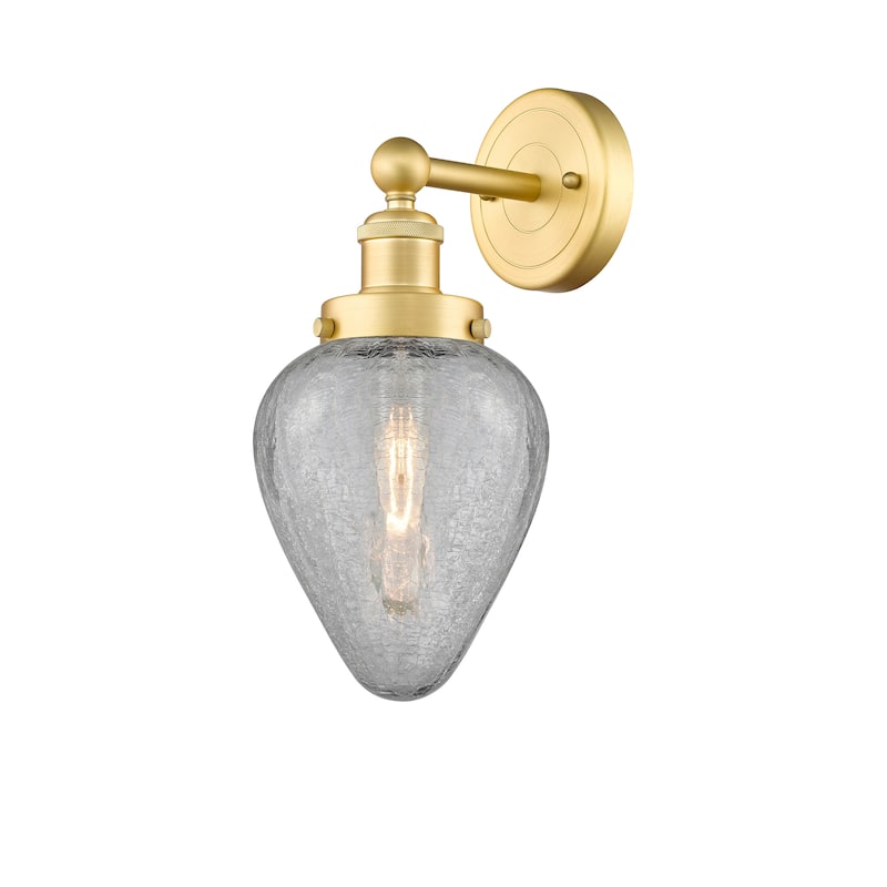 Innovations Lighting Geneseo - 1 Light 6" Sconce - Satin Gold/Clear Crackled