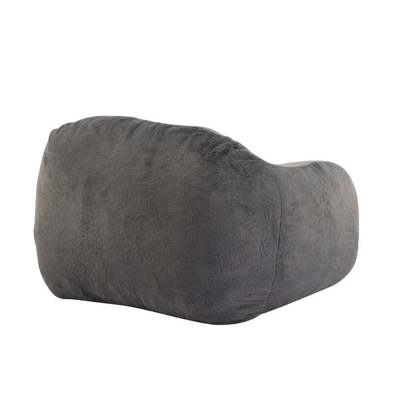 Roomfitters Sezze Indoor Bean Bag Chair with Shredded Memory Foam Fill, Grey Faux Fur
