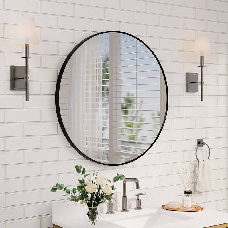 Modern Bathroom Wall Mounted Anodized Aluminum Framed Wall Vanity Mirror