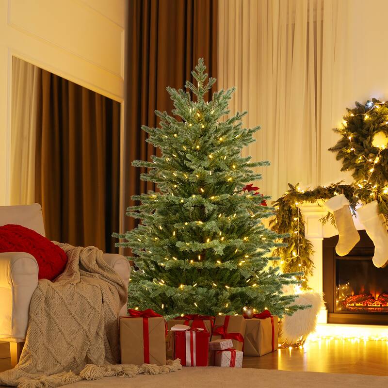 Gymax 5/6/7 FT Artificial Christmas Tree w/ 1426/2116/3156 Lush PVC &