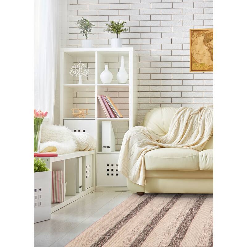 ECARPETGALLERY Braid weave Sienna Ivory Wool Rug - 8'10 x 12'8