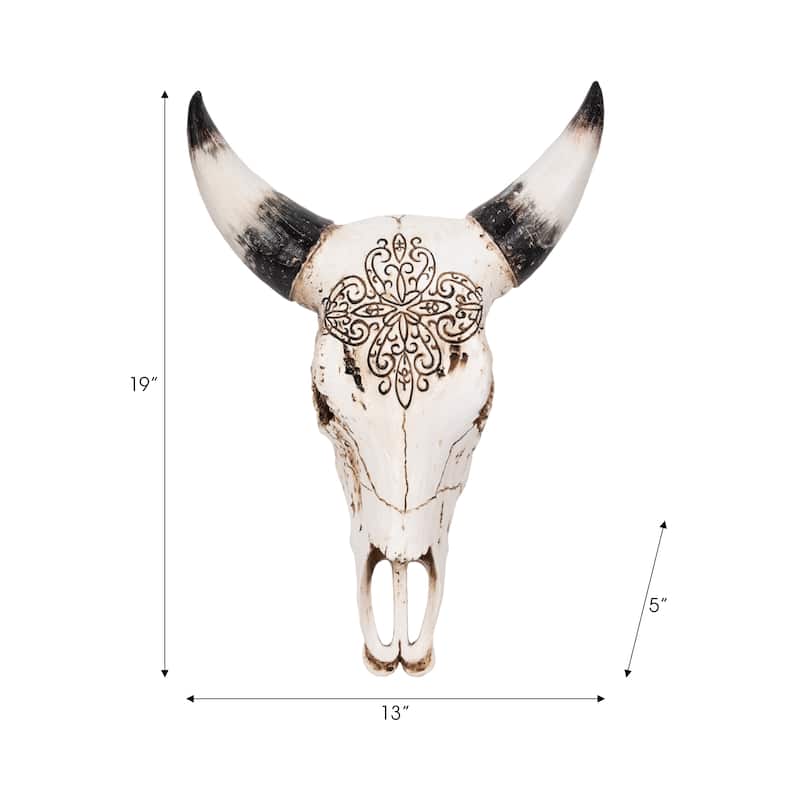 Sagebrook Home Bull Skull With Succulents, Multi, Novelty