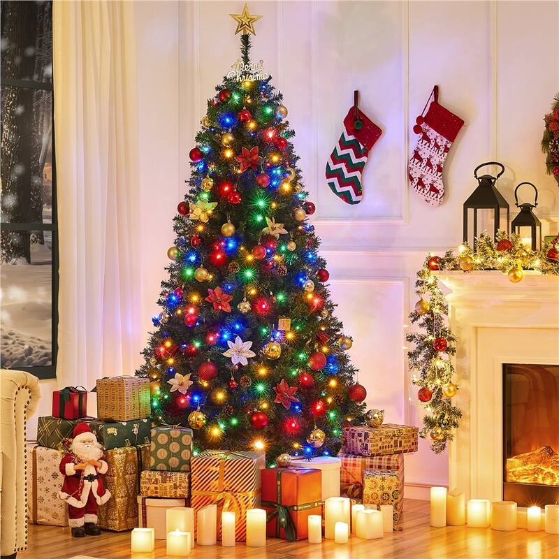 Yaheetech Pre-lit 4.5ft/6ft/7.5ft/9ft Spruce Artificial Christmas Tree with Foldable Stand, Green