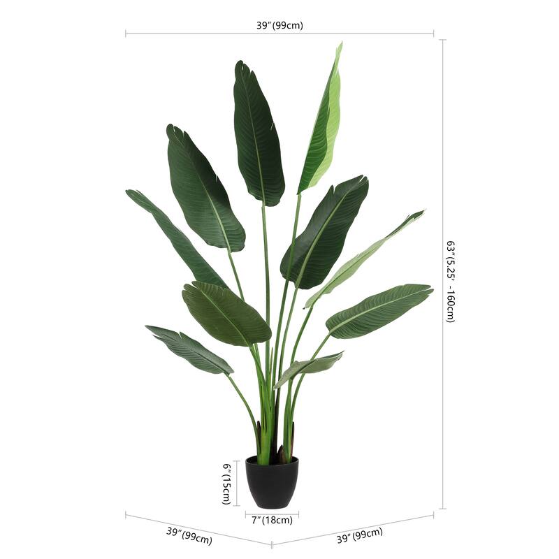 SAFAVIEH Sharla Faux Banana 63-inch Potted Leaves - 39" W x 39" D x 63" H - 39Wx39Dx63H