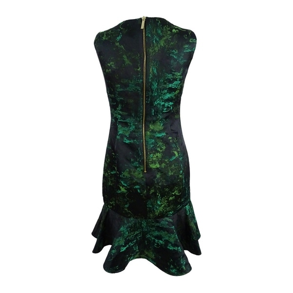 green brocade dress