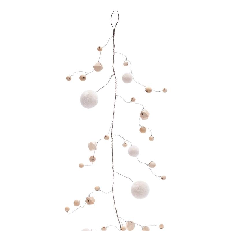 Bead and Puff Ball Artificial Christmas Garland - 5' x 7" - Unlit - Set of 2