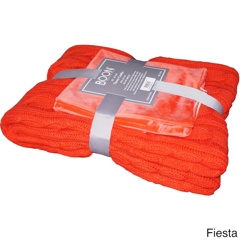 EZ Match Super Eighteen Cable Knitted Throw Combo