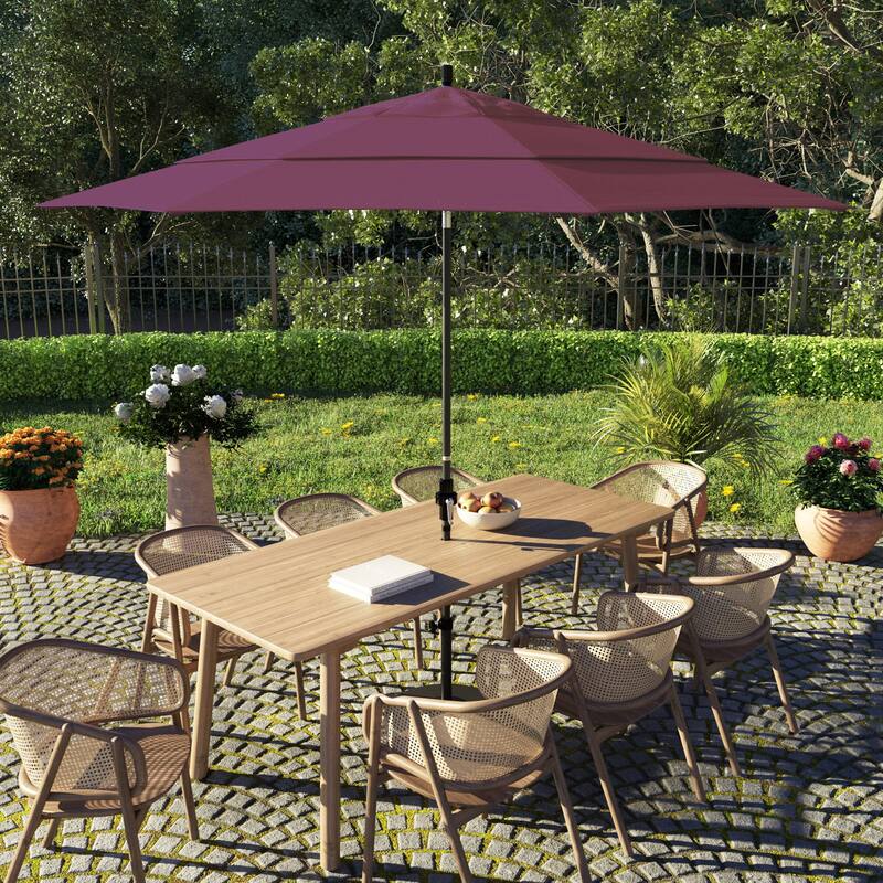 North Bend 11-foot Crank Open Auto-tilt Black Umbrella by Havenside Home - Purple