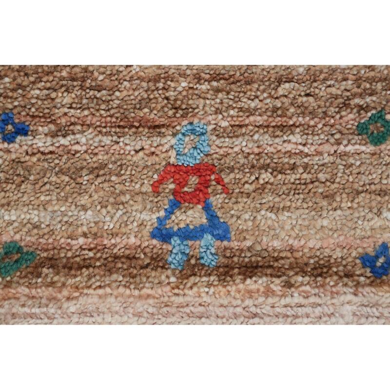 Hand Knotted Oriental Viscose Silk Carpet Tribal Animal Pictorial Brown Gabbeh Area Rug - 9' 11'' X 8' 4''