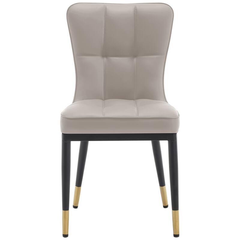 Faux Leather Upholstered Dining Chairs Set of 4 with Checked Pattern
