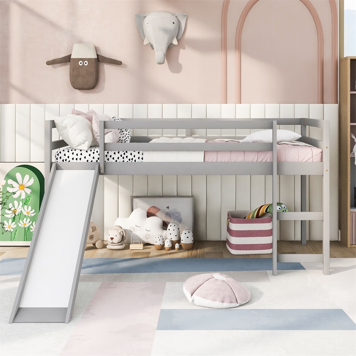 Merax Twin Loft Bed with Slide Ladder