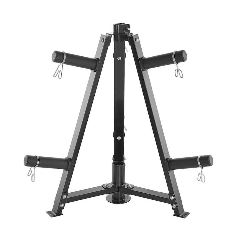 Black Metal Barbell Rack with 300lbs Capacity & Space-Saving Design - 28.94x32.68x33.66inch