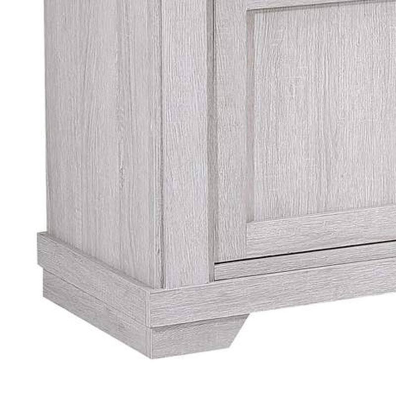 Leya TV Stand Media Cabinet, 2 Doors, 2 Shelves, Cable Cut Gray Wood