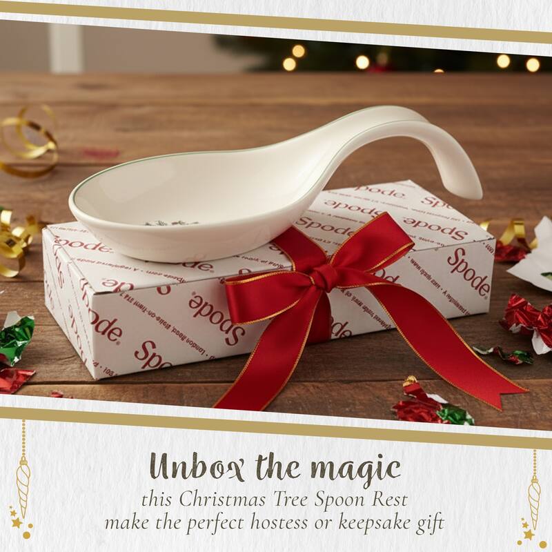 Spode Christmas Tree Spoon Rest - 12" L x 4" W