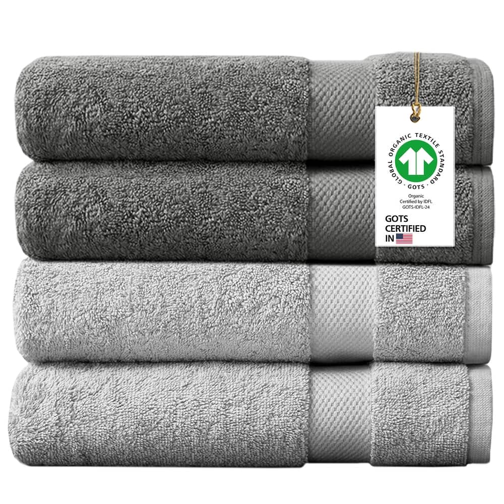 Delara Organic Cotton Luxuriously Bath Towel, GOTS & OEKO-TEX Certified, Feather Touch Technology, 650 GSM, Quick Dry 30"x58"