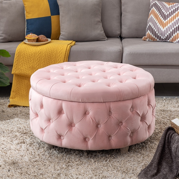 Pink round footstool discount