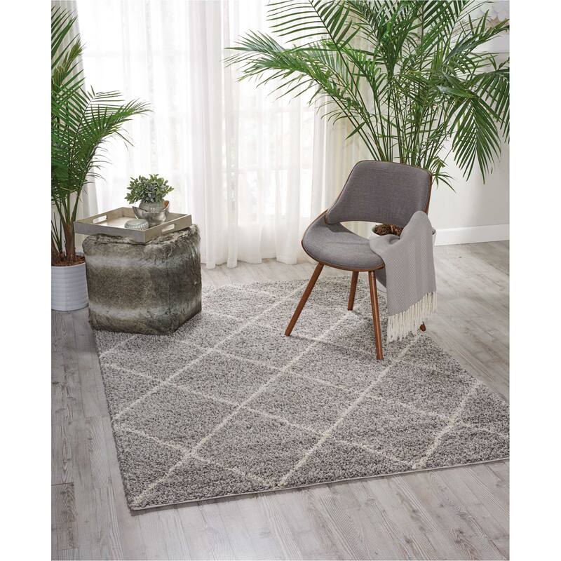 Nourison Brisbane Large Diamond Geometric Modern Shag Area Rug