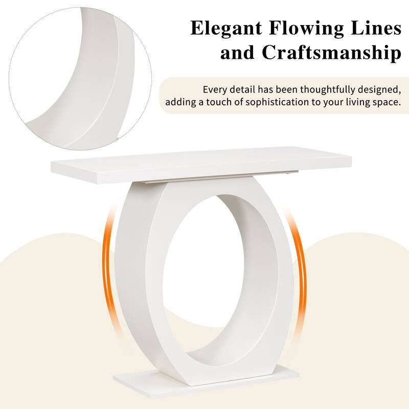 39.4" Wooden Console Table, Living Room Entryway Sofa Table with Egg Shaped Base