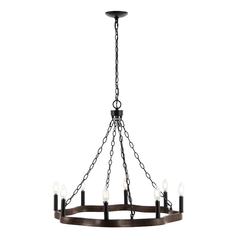 SAFAVIEH Lighting Terezia 28" Modern & Contemporary Chandelier (8-Bulb) - 28" W x 28" D x 89" H - Black/Brown