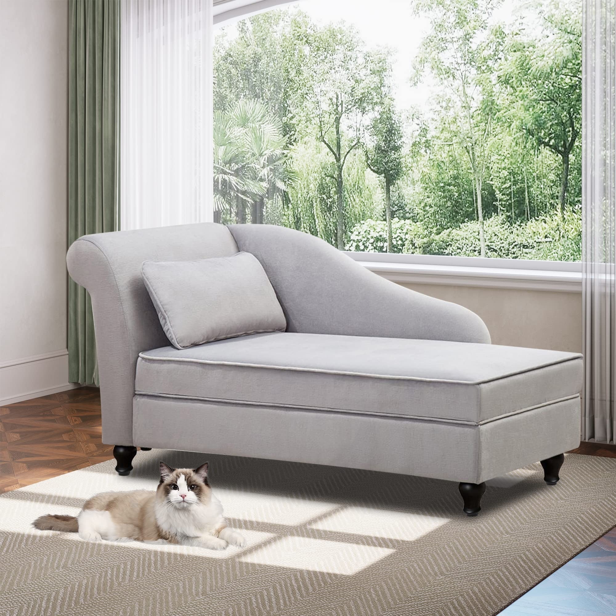 Modern Chaise Lounge Indoor with Storage Fabric Chaise Lounge Couch