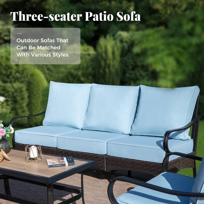 MAISON ARTS 4-Piece Rattan Wicker Patio Furniture Set with Swivel Chairs, Metal Frame & Coffee Table for Outdoor Spaces