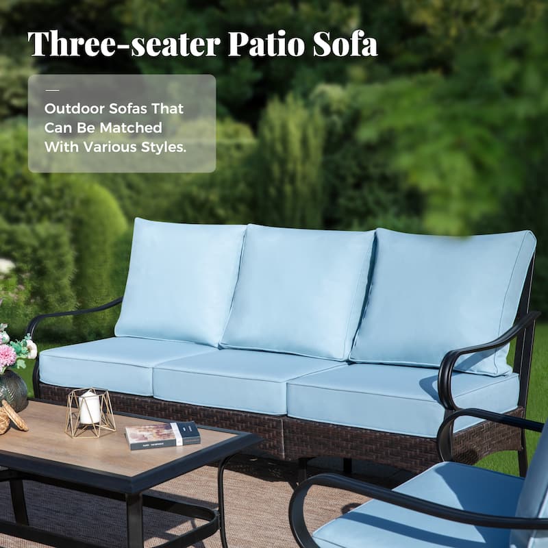 MAISON ARTS 4-Piece Rattan Wicker Patio Furniture Set with Swivel Chairs, Metal Frame & Coffee Table for Outdoor Spaces