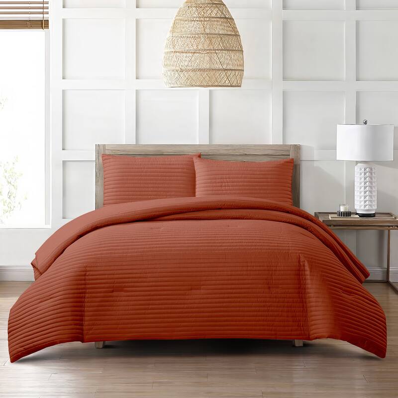 Nanshing Suzaine 3 Piece Solid Striped Comforter Set