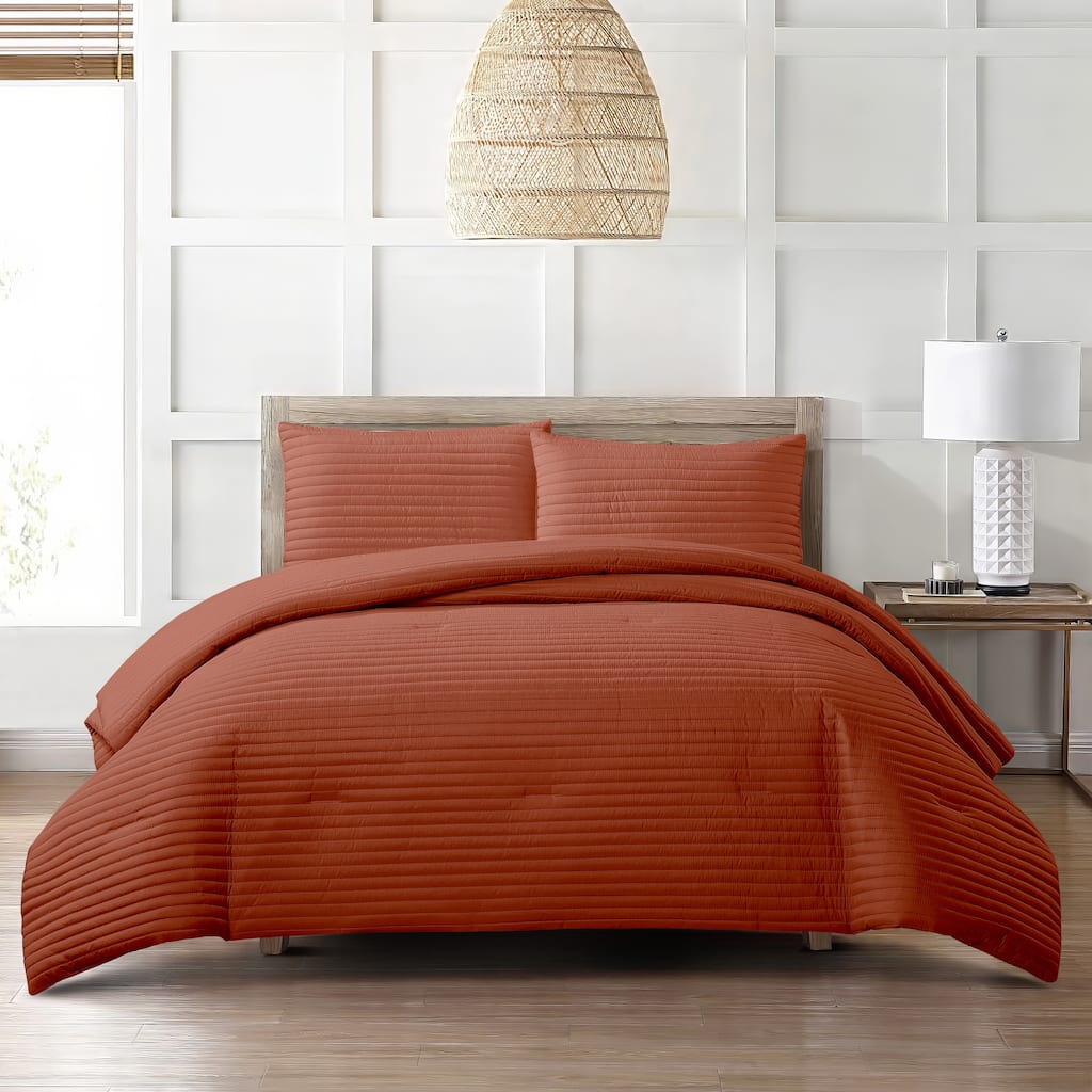 Nanshing Suzaine 3 Piece Solid Striped Comforter Set