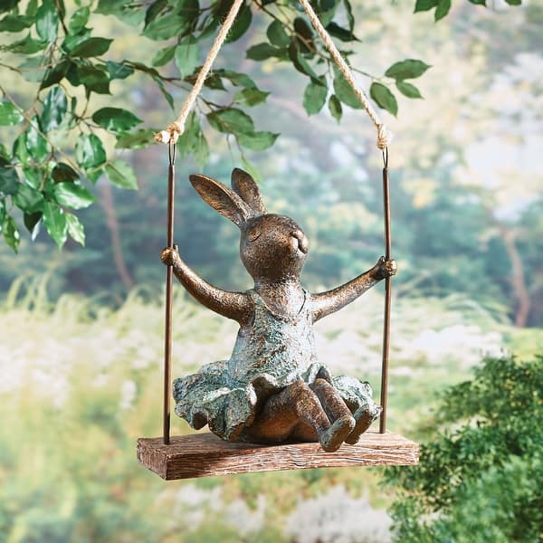 Art Artifact Outdoor Swinging Ballerina Bunny Sculpture Hanging Patio Lawn And Garden Decor 14 In X 17 16 Art Artifact Outdoor Swinging Ballerina Bunny Sculpture Hanging Patio Lawn And Garden Decor 14 In X 17 16