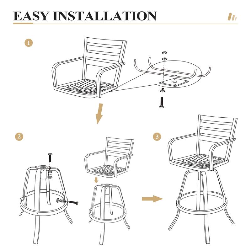 3/5-Piece Outdoor Bar Stool Set Aluminum Swivel Bar Stools with Sunbrella Cushion