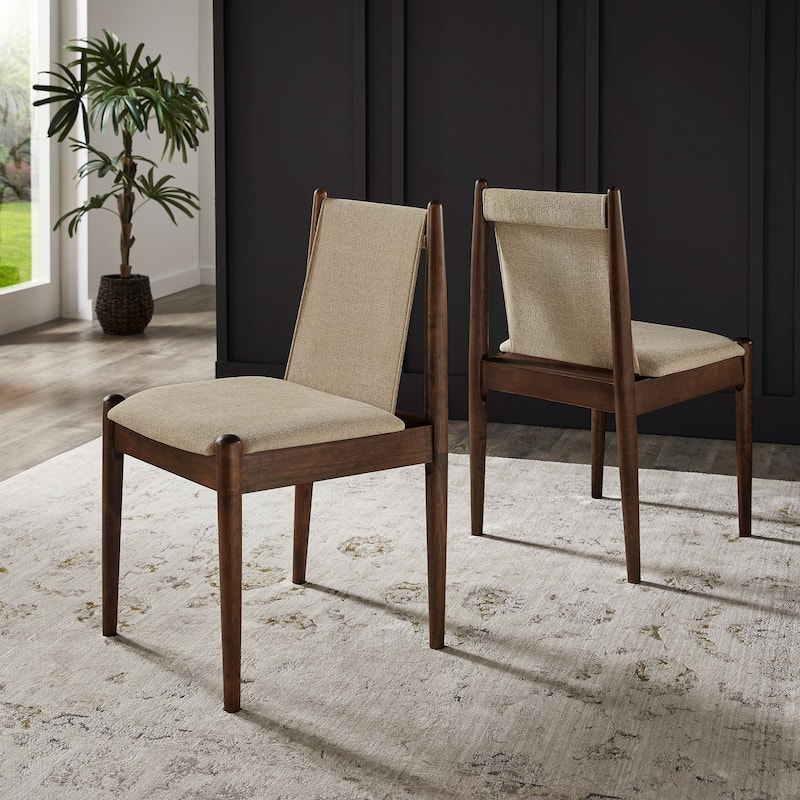 Rondo Walnut Finish Cocoa Fabric Dining Chair (Set of 2) by iNSPIRE Q Modern