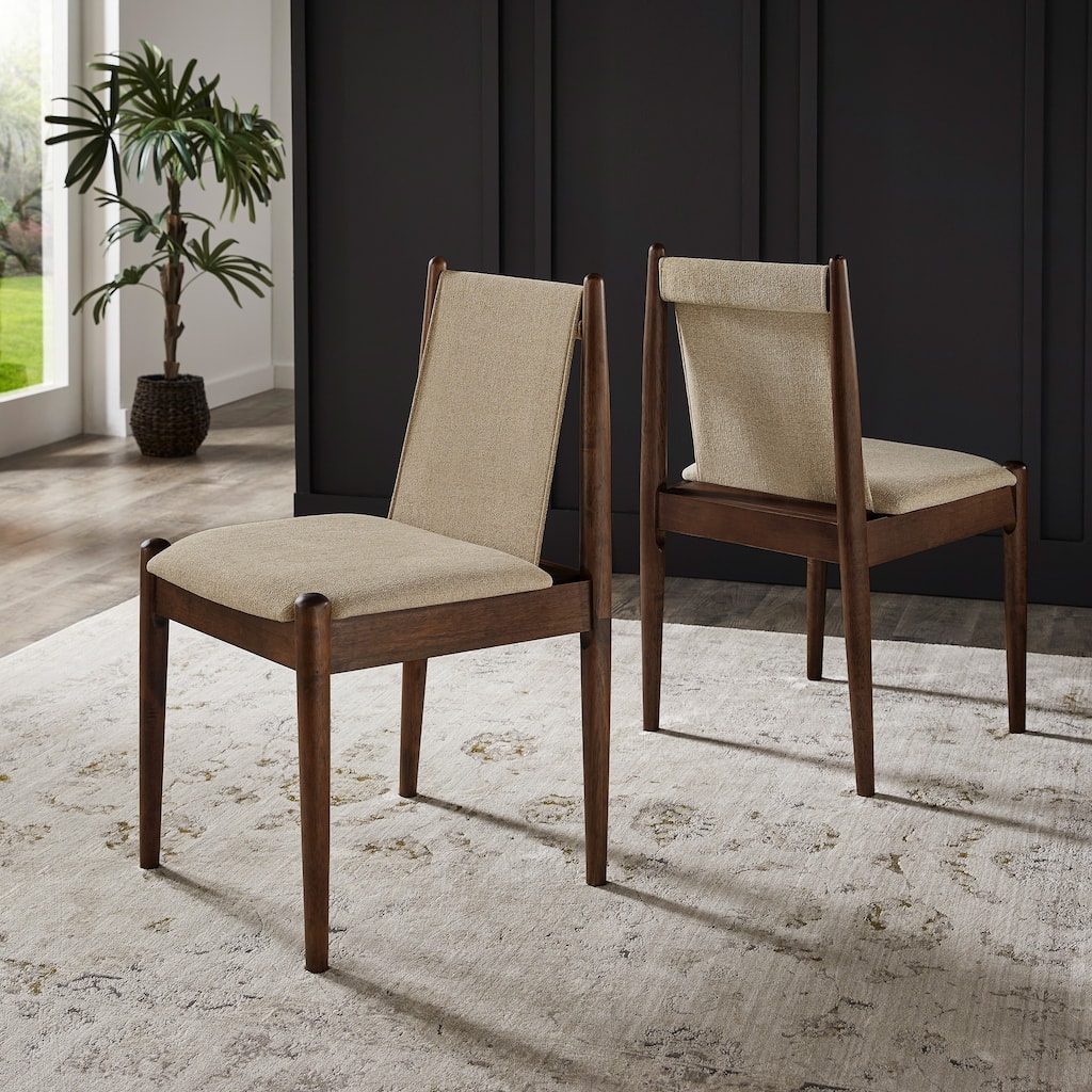Rondo Walnut Finish Cocoa Fabric Dining Chair (Set of 2) by iNSPIRE Q Modern