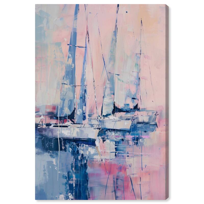 Art Remedy Pastel Sea Breeze Gallery Wrapped Sailing 1 Piece Canvas Wall Art - 20 x 30