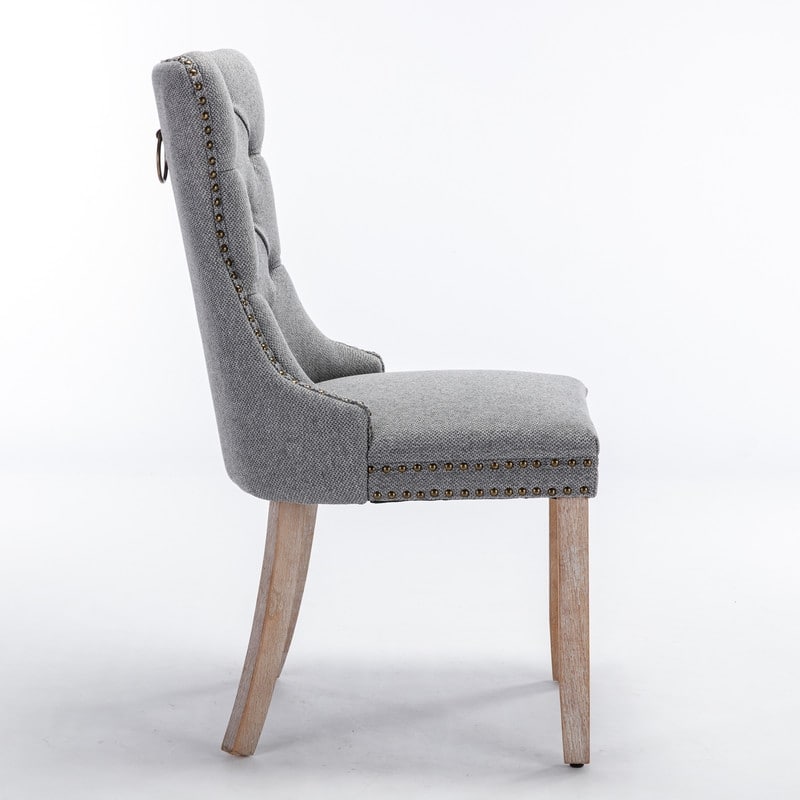 Modern/Contemporary Linen Dining Chair with Solid Wood Legs（Set of 2）